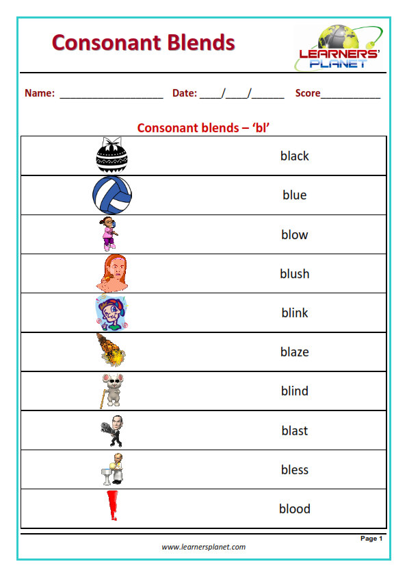 consonant blends worksheets for kindergarten pdf